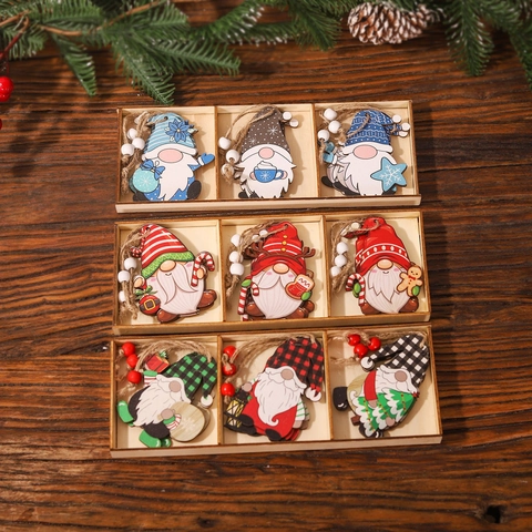Ornamenti Appesi Di Gnomo Di Natale In Legno Decorazioni Nordiche Tomte Per Albero Di Natale Con Corda Di Canapa E Perline
