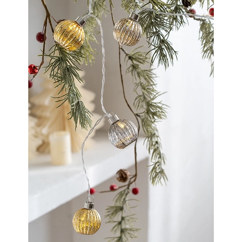 Christmas LED String Lights Glass Pinecone Pumpkin Shapes Battery Operated Warm White Holiday Xmas Tree Party Decor