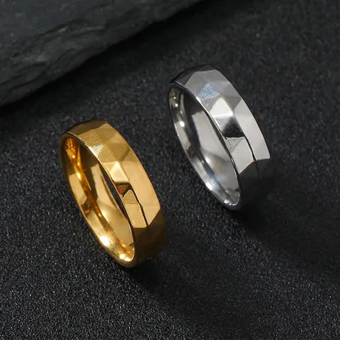 Geometrischer Facettierter Edelstahl Ring Rhombus Minimalistischer Modeschmuck Accessoires Für Herren Damen Unisex