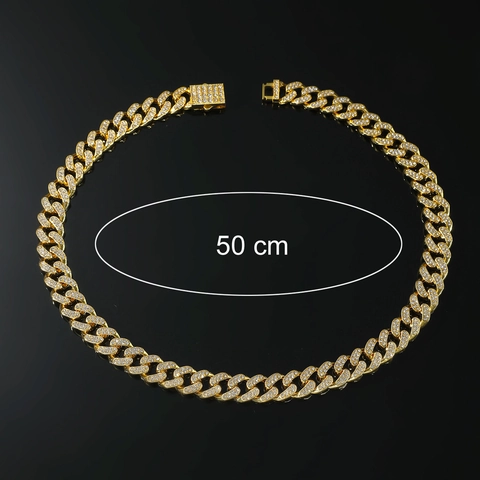Hip Hop Miami Panzerkette Halskette Für Herren Legierung Strass Mode Schmuck Personalisierte Gold Silber Kette Halskette Armband