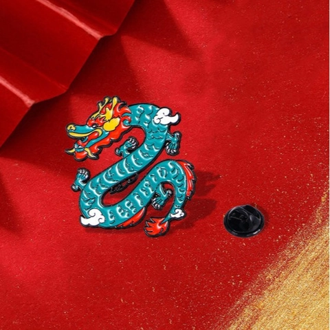 Chinesischer Drache Emaille Pin Legierung Cartoon Tier Broschen Für Rucksäcke Jacken Accessoires