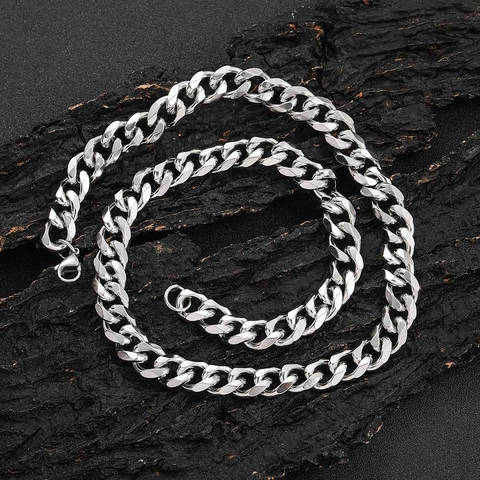 Men 11mm Stainless Steel Cuban Link Necklace Hip Hop Heavy Curb Chain Necklace Gold Silver Color Electroplated Neck Jewelry For Unisex