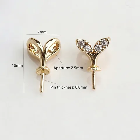 Connecteurs De Bijoux En Laiton Plaqué Or 18K Micro Pavé Zircone Papillon Feuille Bélières Künstliche Perle Pour Création Bijoux DIY