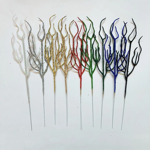 Artificial Christmas Branches Glitter Tree Stems Plastic Floral Arrangement Accessories For Holiday Party Decoration