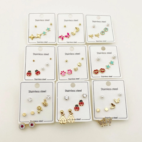 Orecchini A Perno In Acciaio Inossidabile Smalto Colorato Farfalla Fiore Perla Artificial Libellula Gioielli Regalo Per Donne