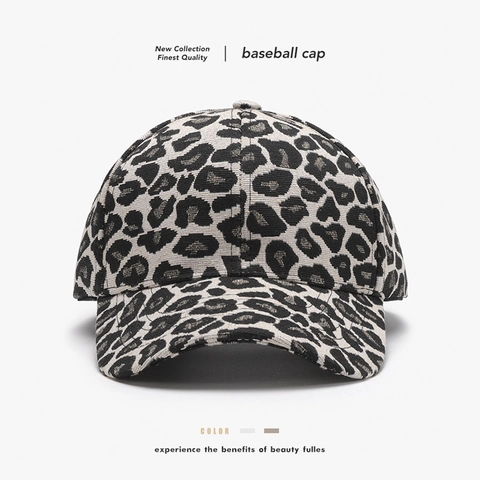 Modische Baseballkappe Mit Leopardenmuster Baumwolle Textur Verstellbare Schnalle Gebogene Krempe Outdoor Sonnenhut Damen