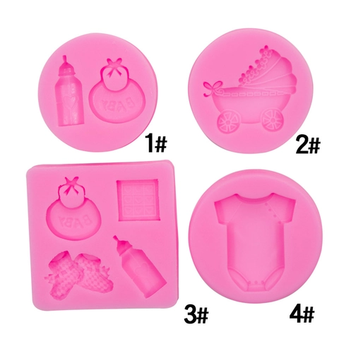 Baby Thema Siliconen Fondant Vorm DIY Kinderwagen Zuigfles Kleding Vormen Taart Decoratie Snoep Chocolade Gereedschap
