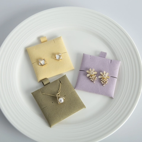 Square Microfiber Velvet Jewelry Packaging Bag Necklace Earring Display Card Insert Jewelry Storage Holder Accessory Pad