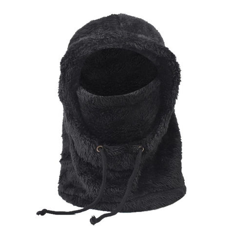 Balaclava Winter Integrated Plush Hat Mask Neck Warmer Windproof Outdoor Cycling Warm Faux Fur Pullover For Unisex
