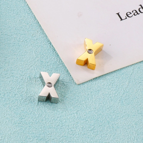 Stainless Steel Letter X Charm Pendant With Zircon Inlaid Gold Silver Color Fashion Jewelry DIY Accessories For Necklace Making