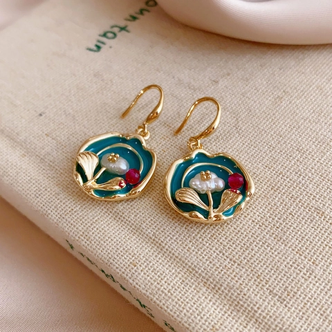 Orecchini Vintage In Smalto Fiore Farfalla Con Perno In Argento Sterling 925 Gioielli In Künstliche Perle Di Lega Per Donna
