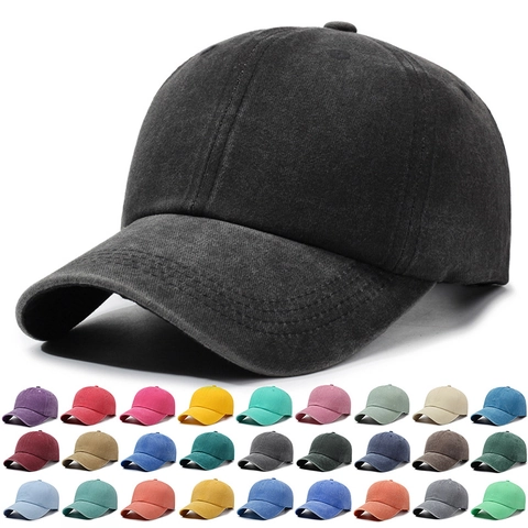 Vintage Washed Distressed Cotton Baseball Cap For Men Women Solid Color Adjustable Plain Peak Cap Sunshade Casual Outdoor Hat