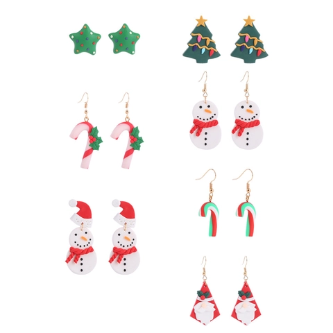 Weihnachtsohrringe Polymer Ton Handgefertigt Schneemann Weihnachtsmann Weihnachtsbaum Festlicher Schmuck Für Frauen