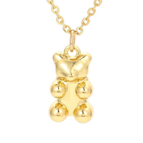 Süße Gummy Bear Anhänger Halskette Kupfer Zirkon Minimalistischer Cartoon Stil Schmuck Geschenk Für Frauen