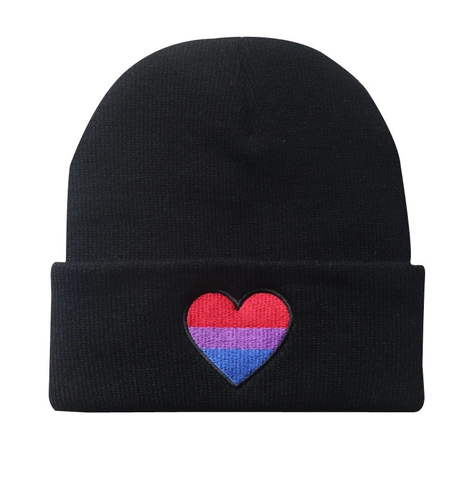 Unisex Regenbogen Herz Stickerei Acryl Strickmütze Beanie Warm Winter Cuff Skully Cap Für Herren Damen Streetwear