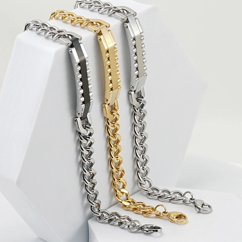 Pulsera De Cadena Cubana Acero Inoxidable Diseño De Engranajes Mecánico Industrial Hip Hop Punk Joyas Para Hombres Chapado En Oro