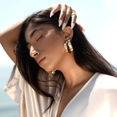 Pendientes De Aro Con Ondas Irregulares Chapado En Oro 18K Acero Inoxidable Estilo Metal Líquido Joyería Minimalista En Forma De C Para Mujer