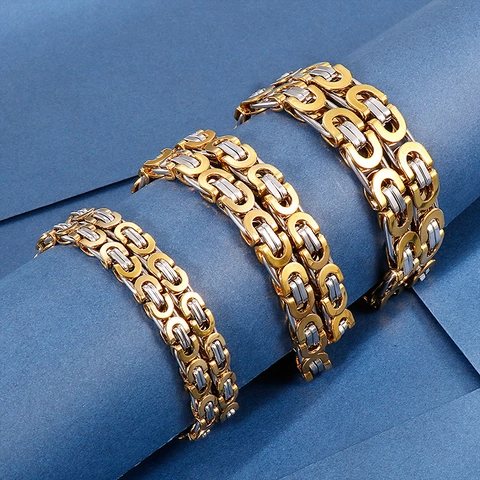 Byzantine Chain Necklace Stainless Steel Punk Gothic Heavy King Link For Men Stylish Jewelry