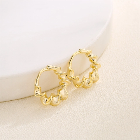 Orecchini A Cerchio Intrecciati In Rame Placcato Oro Con Perno In Argento Sterling 925 Gioielli Geometrici Retro Da Donna