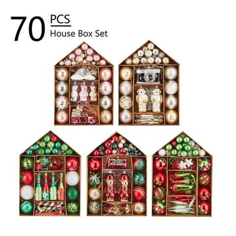 Palline Di Natale Plastica Dipinte A Mano Forme Multiple Decorazioni Sospese Festa Natale Casa Confezione Regalo