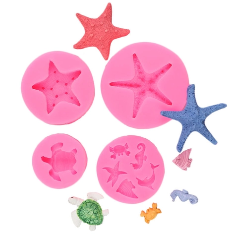 Stampo In Silicone Per Torte Creature Marine Conchiglia Stella Marina Cavalluccio Marino Fondente Cioccolato Caramelle DIY