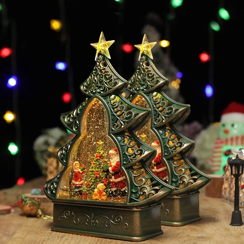 Weihnachtsbaum Wasser Schneekugel Spieluhr LED Beleuchtet Automatischer Schnee Musikalisches Ornament Festliche Feiertagsdekoration