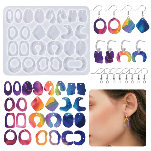 Moule En Résine Pour Boucles D'oreilles DIY Outils De Bijouterie En Silicone Géométriques Irréguliers Pour Pendentifs