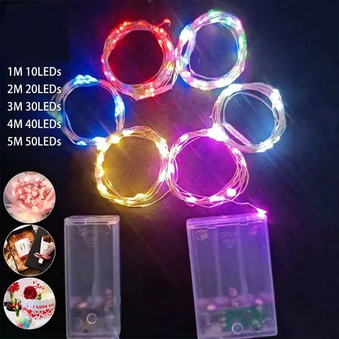 LED Copper Wire String Lights Battery Operated Fairy Lights For Home Wedding Christmas Party DIY Decoration Warm White