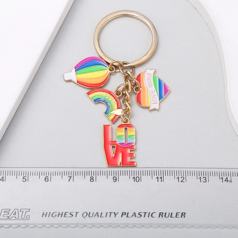 Μπρελόκ Ουράνιο Τόξο Pride Month Κράμα Ψευδαργύρου Σμάλτο Αερόστατο Καρδιά Love Wins Πολλαπλά Κρεμαστά Χρυσό Χρώμα Μπρελόκ Δώρο