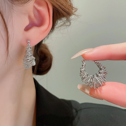 Orecchini A Cerchio Geometrici Irregolari Triangolo Cavo Rame Gioielli Con Perno In Argento Stile Punk Industriale Donne