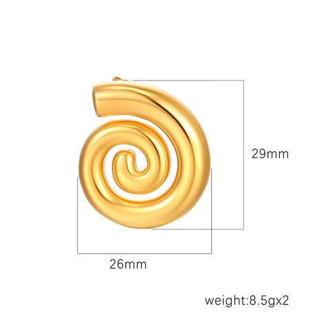 Spiral Twist Stud Earrings Gold Plated Stainless Steel Geometric Screw Pattern Vintage Fashion Jewelry For Women