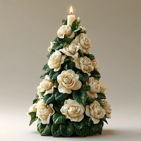 Christmas Tree Silicone Mold Rose Flower DIY Candle Aromatherapy Plaster Craft Making Tool Festive Holiday Home Decor