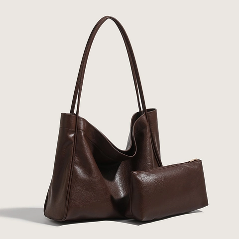 Grand Sac Fourre-Tout Pour Femmes En Cuir PU Sac À Main Minimaliste Souple Pour Le Style Vintage De Banlieue