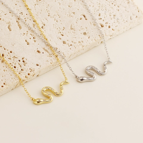 925 Sterling Zilveren Slang Hanger Halsketting Persoonlijkheid Dier Sleutelbeen Ketting Strass Ingelegde Sieraden Vrouwen