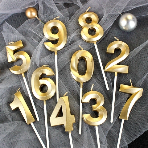 Birthday Candles Metallic Gold Rose Gold Number Smokeless Paraffin Wax Cake Toppers Party Decorations For Kids Adults