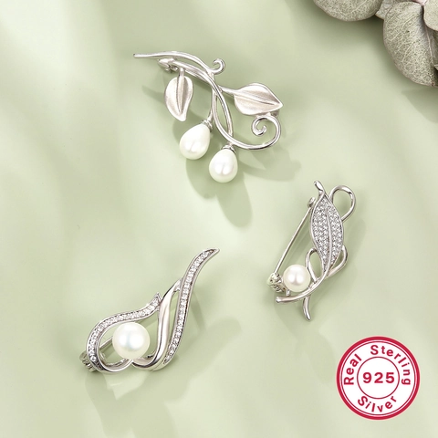 Eleganter 925 Sterling Silber Brosche Für Damen High End Zirkonia Blatt Zweig Design Schimmernde Künstliche Perle Anzug Anstecknadel Schmuck