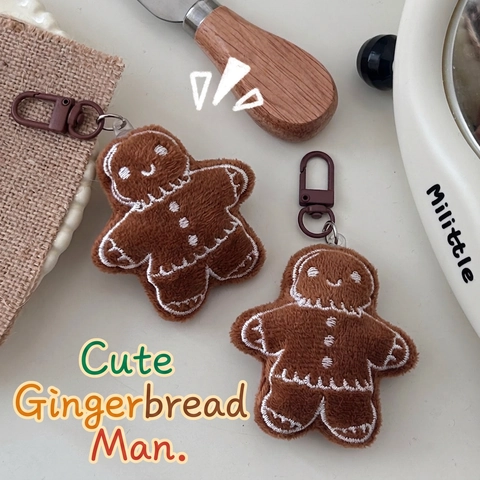 Schattige Peperkoekman Pluche Sleutelhanger Zachte Geborduurde Kerstpop Tas Bedel Hanger Cadeau Voor Kinderen Vrienden