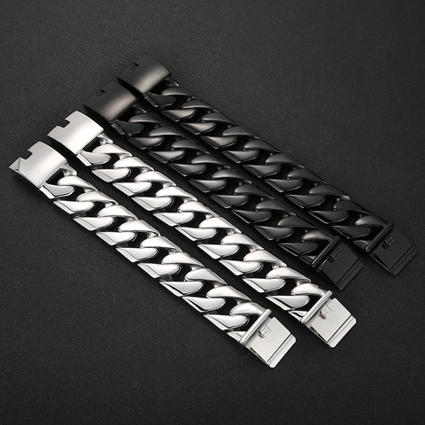 Pulsera De Eslabones Cubanos Hombre Acero Inoxidable 316L Ancha Hip Hop Punk Joyería Con Cierre De Caja