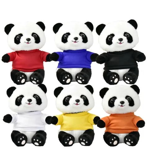 Simpatico Peluche Panda Con Maglietta Colorata Bambola Animale di Stoffa Per Bambini Adulti Souvenir da Ufficio Regalo Aziendale