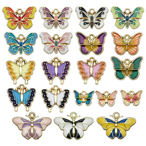Butterfly Charms Enamel Zinc Alloy Pendants For DIY Jewelry Making Necklaces Bracelets Keychains Accessories Colorful