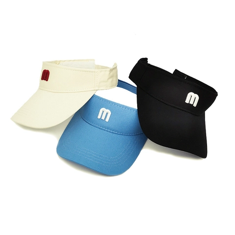 Donna Cotone Visiera Parasole Cappello Vuoto Parte Superiore Regolabile Tesa Larga Lettera M Ricamo Sport All'aperto Tennis Berretto