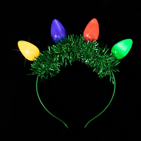 Cerchietto Natalizio Con Lampadine LED E Ghirlanda Metallica Accessorio Per Costume Da Festa Luminoso