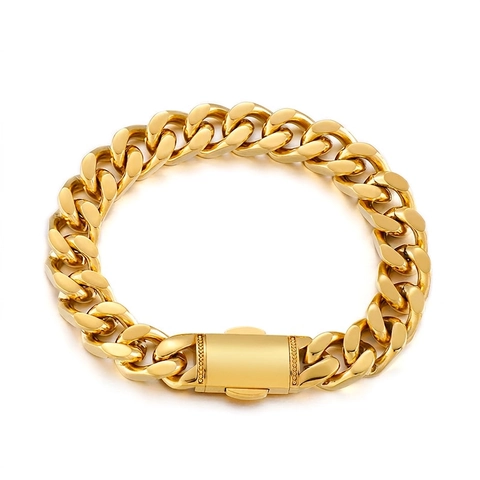 Cuban Link Chain Necklace Stainless Steel 18K Gold Plated Hip Hop Jewelry For Men Streetwear Cool Fashion Accessory
