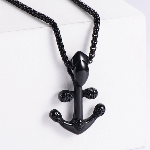 Collana Con Pendente Ancora E Teschio Acciaio Inossidabile 304 Retro Punk Gothic Gioielli Nautici Regalo Per Uomini Donne