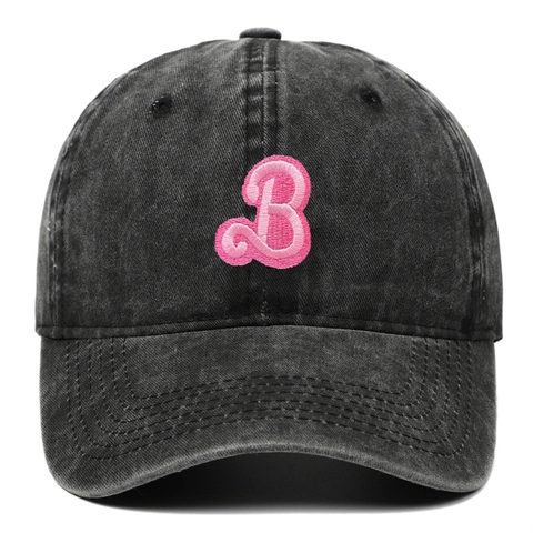Vintage Washed Cotton Baseball Cap Distressed Peaked Hat With Letter B Embroidery Adjustable Buckle For Outdoor Casual