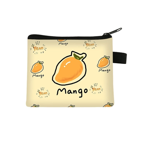 Monedero Con Estampado De Frutas Poliéster Cremallera Mini Bolsa De Almacenamiento Estilo Dulce Cartera Portátil Para Mujeres Niñas