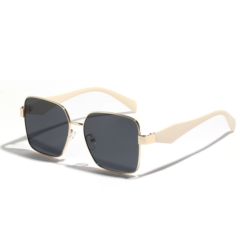 Occhiali da Sole Quadrati Oversize alla Moda per Donna Uomo Montatura in Rame Metallico Lenti Sfumate AC Protezione UV400