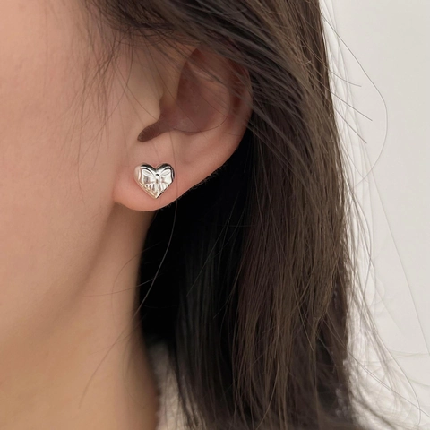 Orecchini A Lobo A Cuore In Argento Sterling 925 Con Dettaglio Fiocco Stile Coreano Minimalista Gioielli Da Donna