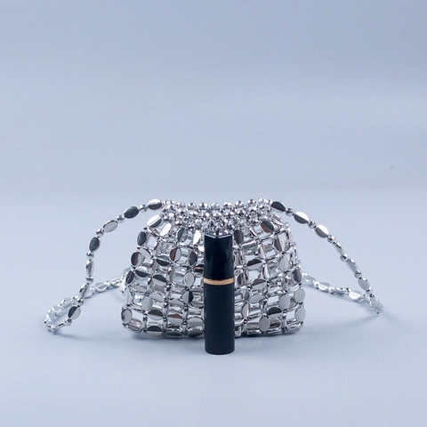 Handgefertigte Gewebte Perlen Umhängetasche Acryl Pailletten Mini Handtasche Party Hochzeit Abendessen Mode Retro Für Frauen