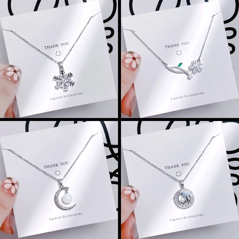 Tulip Flower Pendant Necklace Titanium Steel Zircon Inlaid Elegant Chic Minimalist Jewelry For Women